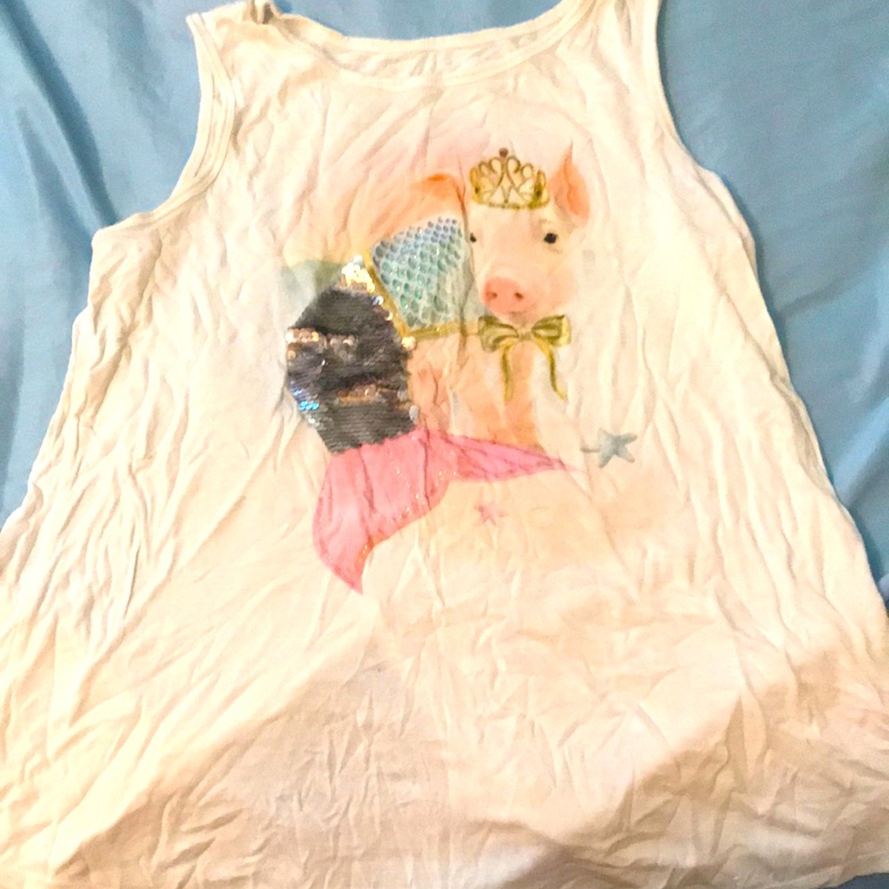 Justice tank top with pig design and sequence
